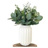 ROVALA Fake Eucalyptus Decor in White Ceramic Vase Realistic Faux Plants Indoor Tabletop Fake Desk Plants for Office Small Potted Plant Artificial Decor Small Fakeplants for Shelves Bathroom Kitchen ROVALA Fake Eucalyptus Decor in White Ceramic Vase Realistic Faux Plants Indoor Tabletop Fake Desk Plants for Office Small Potted Plant Artificial Decor Small Fakeplants for Shelves Bathroom Kitchen