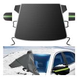 DooGooCoo [Upgraded] 7-Layer Car Windshield Snow Cover, [Efficient Winter Protection] Against Snow, Ice, Frost and Water, [Military-Grade Durable] Universal Fit for Cars, SUVs, and Trucks-Large