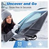 DooGooCoo [Upgraded] 7-Layer Car Windshield Snow Cover, [Efficient Winter Protection] Against Snow, Ice, Frost and Water, [Military-Grade Durable] Universal Fit for Cars, SUVs, and Trucks-Large