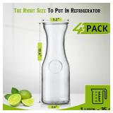 NETANY Set of 4 Glass Carafe with Lid, 1 Liter Beverage Serveware Carafe, Clear Glass Pitcher for Mimosa Bar, Brunch, Cold Water, Juice, Milk, Iced Tea, Lemonade NETANY Set of 4 Glass Carafe with Lid, 1 Liter Beverage Serveware Carafe, Clear Glass Pitcher for Mimosa Bar, Brunch, Cold Water, Juice, Milk, Iced Tea, Lemonade