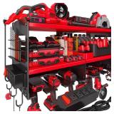 Spampur Power Tool Organizer Wall Mount with 4-Outlet Power Strip, Heavy Duty Metal Storage Rack for Garage, Holds 6 Drills & Batteries - Ideal Christmas Gifts for Men, Dad, Husband from Wife Spampur Power Tool Organizer Wall Mount with 4-Outlet Power Strip, Heavy Duty Metal Storage Rack for Garage, Holds 6 Drills & Batteries - Ideal Christmas Gifts for Men, Dad, Husband from Wife