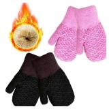 lifwimner 2 Pairs Kids Winter Mittens, Warm Thermal Thick Fleece Knitted Snow Gloves for Girls Boys 3-7 Years, Full Finger Gloves for Cold Weather (Purple+Black) lifwimner 2 Pairs Kids Winter Mittens, Warm Thermal Thick Fleece Knitted Snow Gloves for Girls Boys 3-7 Years, Full Finger Gloves for Cold Weather (Purple+Black)