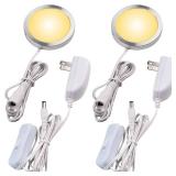 Lvyinyin Single LED Kitchen Under Cabinet Puck Light, 120V Direct Wall Plug in Closet Cupboard Night Light, Easy to Mount, Inline On Off Switch, White Wires, 2 Packs, Warm White Lvyinyin Single LED Kitchen Under Cabinet Puck Light, 120V Direct Wall Plug in Closet Cupboard Night Light, Easy to Mount, Inline On Off Switch, White Wires, 2 Packs, Warm White