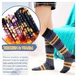 Eyean Women's Knee High Wool Socks Winter Thick Thermal Soft Comfy Over Knee Long High Socks 2 Pairs (Retro B) Eyean Women's Knee High Wool Socks Winter Thick Thermal Soft Comfy Over Knee Long High Socks 2 Pairs (Retro B)
