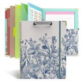 Clipboard Folio with Storage 8.5 X 11 Padfolio Notebook, Clipboards with Notepad Spiral with 10 Pockets and 5 Folders Nursing Teacher School Essentials (Blue Florals) Clipboard Folio with Storage 8.5 X 11 Padfolio Notebook, Clipboards with Notepad Spiral with 10 Pockets and 5 Folders Nursing Teacher School Essentials (Blue Florals)