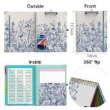 Clipboard Folio with Storage 8.5 X 11 Padfolio Notebook, Clipboards with Notepad Spiral with 10 Pockets and 5 Folders Nursing Teacher School Essentials (Blue Florals) Clipboard Folio with Storage 8.5 X 11 Padfolio Notebook, Clipboards with Notepad Spiral with 10 Pockets and 5 Folders Nursing Teacher School Essentials (Blue Florals)