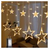MYGOTO 126L Warm White Star Icicle Lights, 8.2FT Clear Curtain Fairy String with Connectable, Timer 8 Modes Memory, Waterproof Hanging for Christmas,Ramadan,Party,Wedding Indoor Outdoor Decorations MYGOTO 126L Warm White Star Icicle Lights, 8.2FT Clear Curtain Fairy String with Connectable, Timer 8 Modes Memory, Waterproof Hanging for Christmas,Ramadan,Party,Wedding Indoor Outdoor Decorations