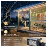 MYGOTO 126L Warm White Star Icicle Lights, 8.2FT Clear Curtain Fairy String with Connectable, Timer 8 Modes Memory, Waterproof Hanging for Christmas,Ramadan,Party,Wedding Indoor Outdoor Decorations MYGOTO 126L Warm White Star Icicle Lights, 8.2FT Clear Curtain Fairy String with Connectable, Timer 8 Modes Memory, Waterproof Hanging for Christmas,Ramadan,Party,Wedding Indoor Outdoor Decorations