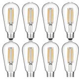 Gozelux Vintage LED Edison Bulbs, 6W, Equivalent 60W, Dimmable, Warm White 2700K, ST58 Antique LED Filament Bulbs with 90+ CRI, E26 Medium Base, Clear Glass, 8 Count (Pack of 1) Gozelux Vintage LED Edison Bulbs, 6W, Equivalent 60W, Dimmable, Warm White 2700K, ST58 Antique LED Filament Bulbs with 90+ CRI, E26 Medium Base, Clear Glass, 8 Count (Pack of 1)