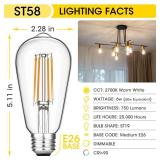 Gozelux Vintage LED Edison Bulbs, 6W, Equivalent 60W, Dimmable, Warm White 2700K, ST58 Antique LED Filament Bulbs with 90+ CRI, E26 Medium Base, Clear Glass, 8 Count (Pack of 1) Gozelux Vintage LED Edison Bulbs, 6W, Equivalent 60W, Dimmable, Warm White 2700K, ST58 Antique LED Filament Bulbs with 90+ CRI, E26 Medium Base, Clear Glass, 8 Count (Pack of 1)