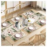 Emvency Christmas Table Runner and Placemats Set of 6 Christmas Tree with Decorative Balls and Golden Stars Dining Decor for Daily Use 1 Table Runner 72 inches Long and 6 Placemats Emvency Christmas Table Runner and Placemats Set of 6 Christmas Tree with Decorative Balls and Golden Stars Dining Decor for Daily Use 1 Table Runner 72 inches Long and 6 Placemats