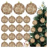 Liliful 24 Pcs 3.15 Large Christmas Ball Ornaments Glitter Christmas Decorations Tree Balls Hanging Ornaments for Xmas Wedding Home Tabletop Party Holiday Decor (Champagne Gold) Liliful 24 Pcs 3.15 Large Christmas Ball Ornaments Glitter Christmas Decorations Tree Balls Hanging Ornaments for Xmas Wedding Home Tabletop Party Holiday Decor (Champagne Gold)