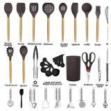 Cooking Utensils Set- 35 PCs Kitchen Utensils with Grater,Tongs, Spoon Spatula &Turner Made of Heat Resistant Food Grade Silicone and Wooden Handles Kitchen Gadgets Tools Set for Cookware Cooking Utensils Set- 35 PCs Kitchen Utensils with Grater,Tongs, Spoon Spatula &Turner Made of Heat Resistant Food Grade Silicone and Wooden Handles Kitchen Gadgets Tools Set for Cookware
