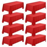 Fivenl 8 Pack Premium Red Tablecloth 60 x 102 Inch, Rectangle Table Clothes for 6 Foot Rectangle Tables Washable Polyester Fabric Table Covers for Wedding Party Reception Banquet Buffet Restaurant Fivenl 8 Pack Premium Red Tablecloth 60 x 102 Inch, Rectangle Table Clothes for 6 Foot Rectangle Tables Washable Polyester Fabric Table Covers for Wedding Party Reception Banquet Buffet Restaurant