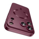 LEKEVO Magnetic for iPhone 17 Pro Case [Compatible with MagSafe][Built-in Camera Lens Protector] Slim Thin Soft Silicone Bumper Shockproof Metallic Luster Phone Case (Burgundy)