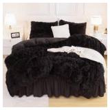 Oeko-Tex Standard 100 Certified Black Faux Fur Fabric comforter with 3 pillow cases queen size Oeko-Tex Standard 100 Certified Black Faux Fur Fabric comforter with 3 pillow cases queen size