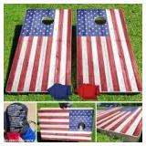 American Flag Cornhole Game Set with Bean Bags American Flag Cornhole Game Set with Bean Bags
