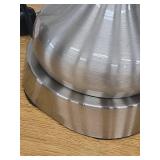 Touch Control Bedside Lamp Set of 2 with Dual Usb and AC Outlets- Silver/Grey WORKS DENTED, SEE PICTURES, WORKS, LIGHT BULBS NOT INCLUDED