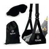 Airplane Foot Hammock for Plane Travel - Adjustable Foot Rest with Sleep Eye Mask