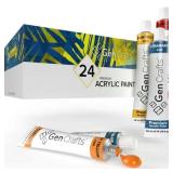 2 Boxes of GenCrafts 0.74 oz Multi-Color Semi-Gloss Acrylic Art Paint (24 Pack)