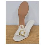 Lhamo Latso Raffia Slip On Mule Heels Woven Open Round Toe Slides Heeled Sandals Kitten Heels Size 9