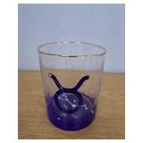 Culver Taurus Astrological Zodiac Sign Blue Bottom DOF Double Old Fashioned Glass, 13.5-Ounce (Single Glass) (Taurus) April 20-May 20