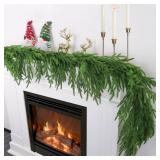 6 FT Christmas Norfolk Pine Garland Real Touch Artificial Faux Greenery Pine Christmas Garland Decorations for Home Mantle Table Stairs Door Fireplace Indoor Outdoor Xmas Holiday Decor