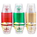 60PCS Merry Christmas Party Cups - Christmas Disposable Cups 9 Oz Clear Party Cups Wine Glasses Disposable Clear Plastic Cocktail Cups Tumblers Drinking Cups for Xmas Parties