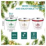60PCS Merry Christmas Party Cups - Christmas Disposable Cups 9 Oz Clear Party Cups Wine Glasses Disposable Clear Plastic Cocktail Cups Tumblers Drinking Cups for Xmas Parties
