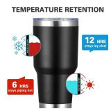 30oz Insulated Tumbler With Lids and Straws,Stainless Steel Double Vacuum Coffee Tumbler Cup, Brush, Durable Powder Coated Coffee Cup for Cold & Hot Drinks, Office, Travel(Black,12 PACK) - Retail: $95