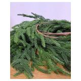 6 FT Christmas Norfolk Pine Garland Real Touch Artificial Faux Greenery Pine Christmas Garland Decorations for Home Mantle Table Stairs Door Fireplace Indoor Outdoor Xmas Holiday Decor
