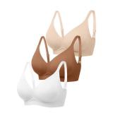 Jelly Bras for Women - Medium Seamless Wireless Padded Bralette with Support, Comfy Everyday T-Shirt Bra No Underwire 3 Pack