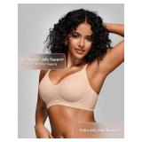 Jelly Bras for Women - Medium Seamless Wireless Padded Bralette with Support, Comfy Everyday T-Shirt Bra No Underwire 3 Pack