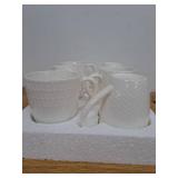 White Embossed Quatrefoil Coffee Mug 6 Pack