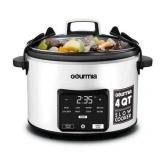 Gourmia 4.5 QT Programmable Slow Cooker 5 Presets  Keep Warm White