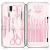 Eyebrow Kit, 17 in 1 Tweezers for Women Facial Hair, Hair Scissors with Comb, Eyebrow Trimmer, Brow Brushes, Hair Tools Travel Bag, Professional Grooming Tweezer Set (DOES NOT CLOSE)