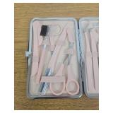 Eyebrow Kit, 17 in 1 Tweezers for Women Facial Hair, Hair Scissors with Comb, Eyebrow Trimmer, Brow Brushes, Hair Tools Travel Bag, Professional Grooming Tweezer Set (DOES NOT CLOSE)