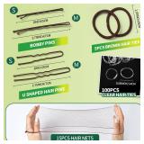 Dance Hair Accessories Kit, Ballet Dance Stuff, Hair Nets for Buns, Bobby Pins Brown, Clear Elastic Hair Ties- Brown