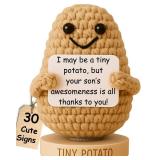 Cute Positive Crochet Potato with 30 Swappable Appreciation Signs