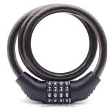 Longwider Bike Lock Cable, 30-inch Combination Lock, 4-Digit Resettable, Black