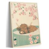 Japanese Bathroom Canvas Wall Art 12x16 Inch Framed