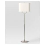 Modern Ring Floor Lamp Brushed Nickel Finish - Threshold: ETL Listed, Cotton/Polyester Shade, Metal Body - Retail: $80