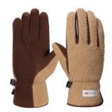 Harssidanzar Sherpa Gloves Women's Outdoor Winter for Genuine Suede Gloves Thermal Lined SL021US,Camel/Darkbrown,Size L Harssidanzar Sherpa Gloves Women's Outdoor Winter for Genuine Suede Gloves Thermal Lined SL021US,Camel/Darkbrown,Size L
