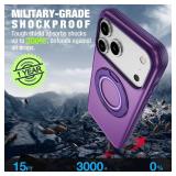 Bonkier for iPhone 17 Pro Max Case [Compatible with Magsafe] [15 FT Military Grade Drop Protection] with Screen Protector & Lens Protector,Shockproof Kickstand Phone Case for iPhone 17 Pro Max(Purple)