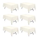 BRILLMAX 6 Pack Ivory Tablecloths 60 x 102 Inch for 6ft Rectangle Tables - 150 GSM Polyester Fabric, 15 Standard Drop, Water, Stain & Wrinkle Resistant Cloth Cover for Wedding Banquet Dining Buffet BRILLMAX 6 Pack Ivory Tablecloths 60 x 102 Inch for 6ft Rectangle Tables - 150 GSM Polyester Fabric, 15 Standard Drop, Water, Stain & Wrinkle Resistant Cloth Cover for Wedding Banquet Dining Buffet