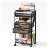Homsorout Art cart, 5 Tier Rolling Cart - Utility Cart with Storage Drawer and Wheels, Versatile Art & Craft Organizer for Home, Office, or Studio Ideal for Storing Brushes, Paints Homsorout Art cart, 5 Tier Rolling Cart - Utility Cart with Storage Drawer and Wheels, Versatile Art & Craft Organizer for Home, Office, or Studio Ideal for Storing Brushes, Paints