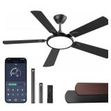 OJX Ceiling Fans with Lights, 52 inch Ceiling fan with Light and Remote/APP Control, 3CCT, Quiet DC Reversible, Dimmable, Modern Ceiling Fan for Bedroom, Living Room, Kitchen, Indoor/Outdoor Use OJX Ceiling Fans with Lights, 52 inch Ceiling fan with Light and Remote/APP Control, 3CCT, Quiet DC Reversible, Dimmable, Modern Ceiling Fan for Bedroom, Living Room, Kitchen, Indoor/Outdoor Use