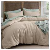 Bedsure Waffle Comforter Set Queen, Khaki Soft Bedding, Waffle Weave Bed Set, 3 Pieces, 1 Comforter (90x90) and 2 Pillow Shams, Cotton Shell and Polyester Lining for All Seasons Bedsure Waffle Comforter Set Queen, Khaki Soft Bedding, Waffle Weave Bed Set, 3 Pieces, 1 Comforter (90x90) and 2 Pillow Shams, Cotton Shell and Polyester Lining for All Seasons
