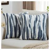 FUTEI Blue Decorative Throw Pillow Covers 20x20 Inch Set of 2, Soft Tie-Dye Faux Rabbit Fur Striped Texture Cushion Case, Modern Home Decor for Couch Bed Living Room FUTEI Blue Decorative Throw Pillow Covers 20x20 Inch Set of 2, Soft Tie-Dye Faux Rabbit Fur Striped Texture Cushion Case, Modern Home Decor for Couch Bed Living Room