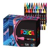 Uni Posca Paint Markers, 5M Medium Acrylic Markers with Reversible Tips, Artist Recommended for Gifts, Decorations, Fabric, Metal, Glass, Wood and Canvas, Assorted Colors, Set of 29 Uni Posca Paint Markers, 5M Medium Acrylic Markers with Reversible Tips, Artist Recommended for Gifts, Decorations, Fabric, Metal, Glass, Wood and Canvas, Assorted Colors, Set of 29